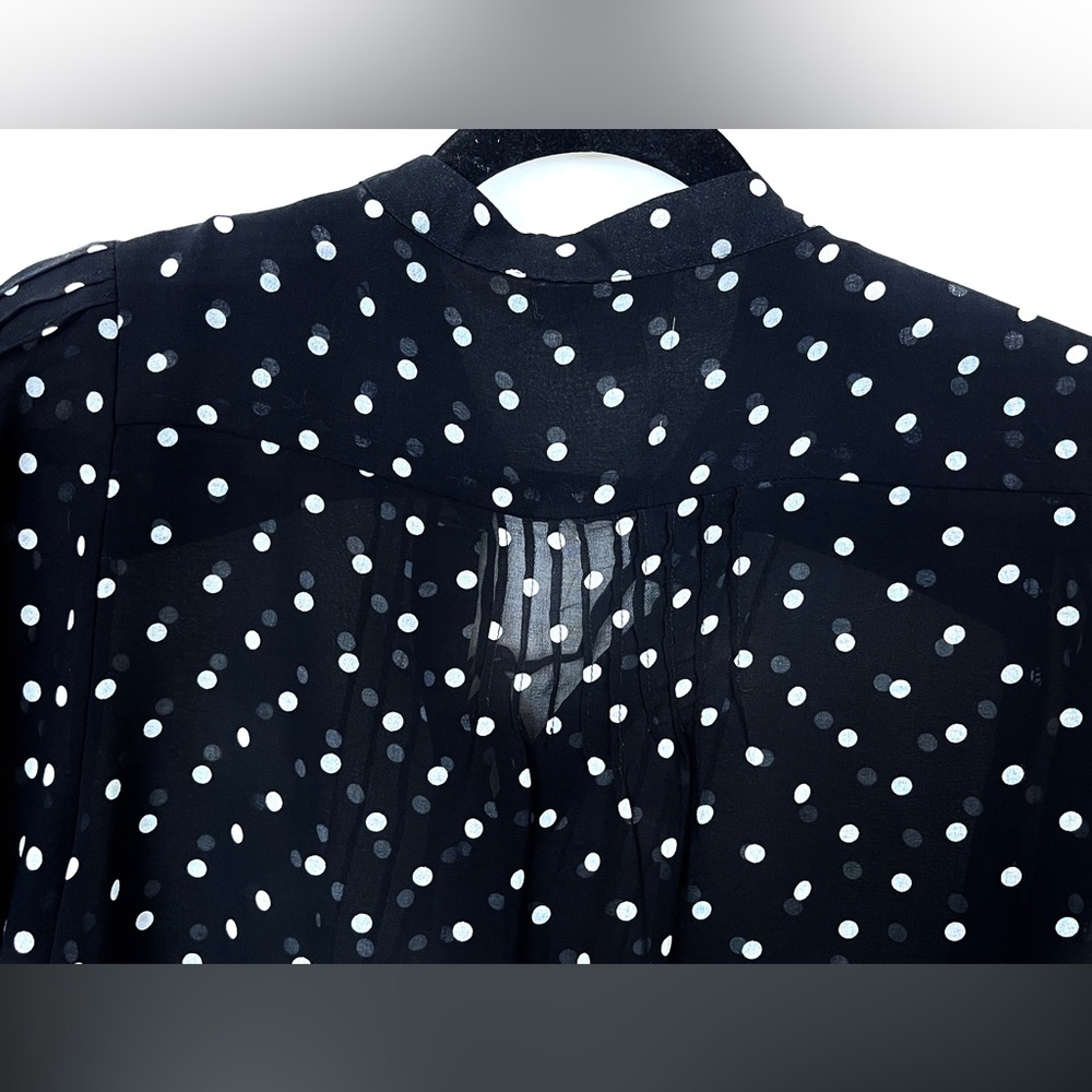 Women's Polka Dot Sheer Blouse Size Small black/white By Cotton On 3/4 Sleeve - Picture 9 of 15